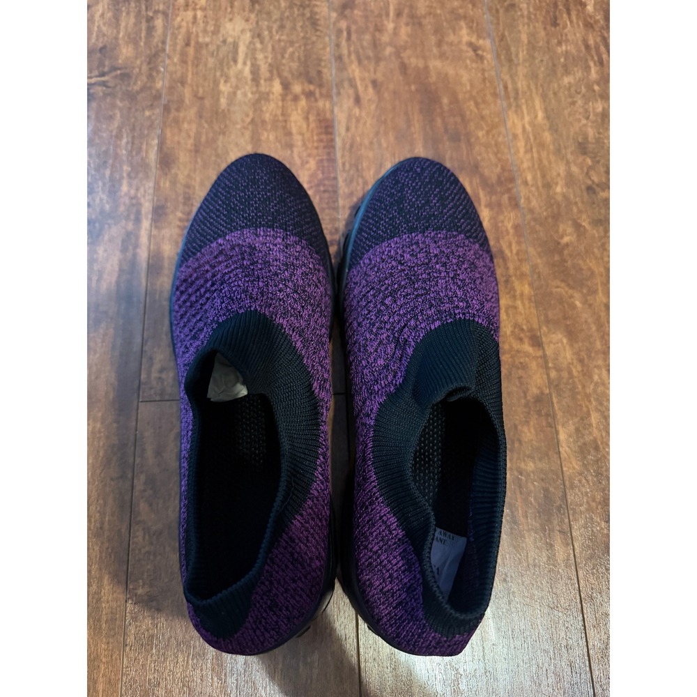 STQ Womens Slip On Shoes Purple Black Knit Air Cushion Sneakers 1839 Sz 8